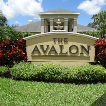 Front entrance to Avalon condo complex