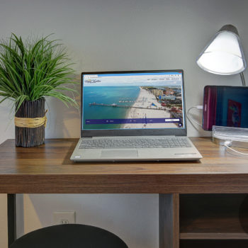 Laptop friendly work-space with unlimited WiFi & Lamp with USB Charging Port