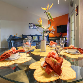 A beautiful glass round table for 5 people