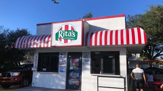 The front of Rita’s building where you walk up to order.
